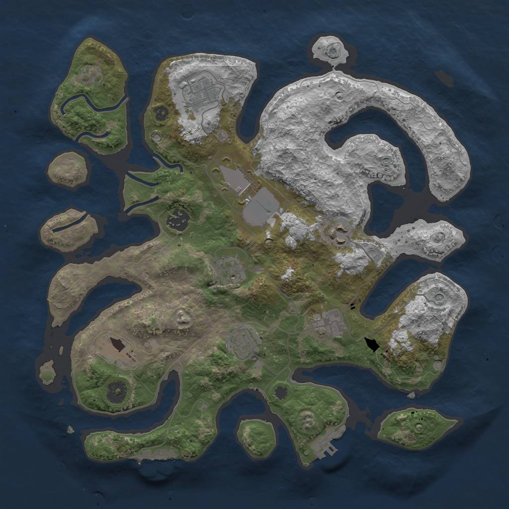 Rust Map: Procedural Map, Size: 3500, Seed: 697940, 13 Monuments