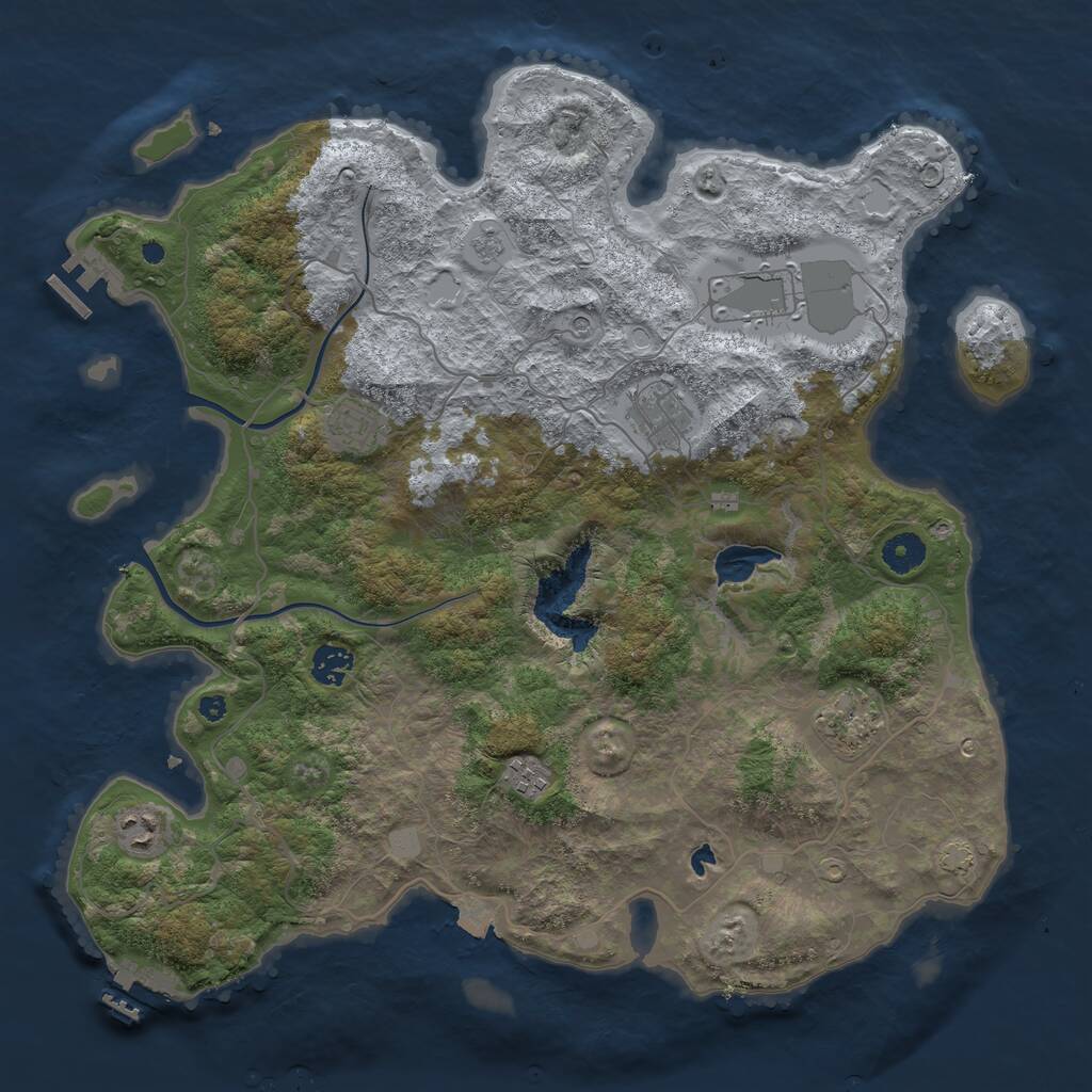 Rust Map: Procedural Map, Size: 4000, Seed: 8875364, 13 Monuments