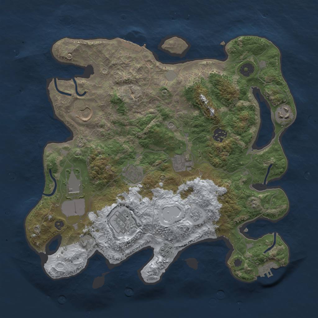 Rust Map: Procedural Map, Size: 3500, Seed: 721896, 17 Monuments
