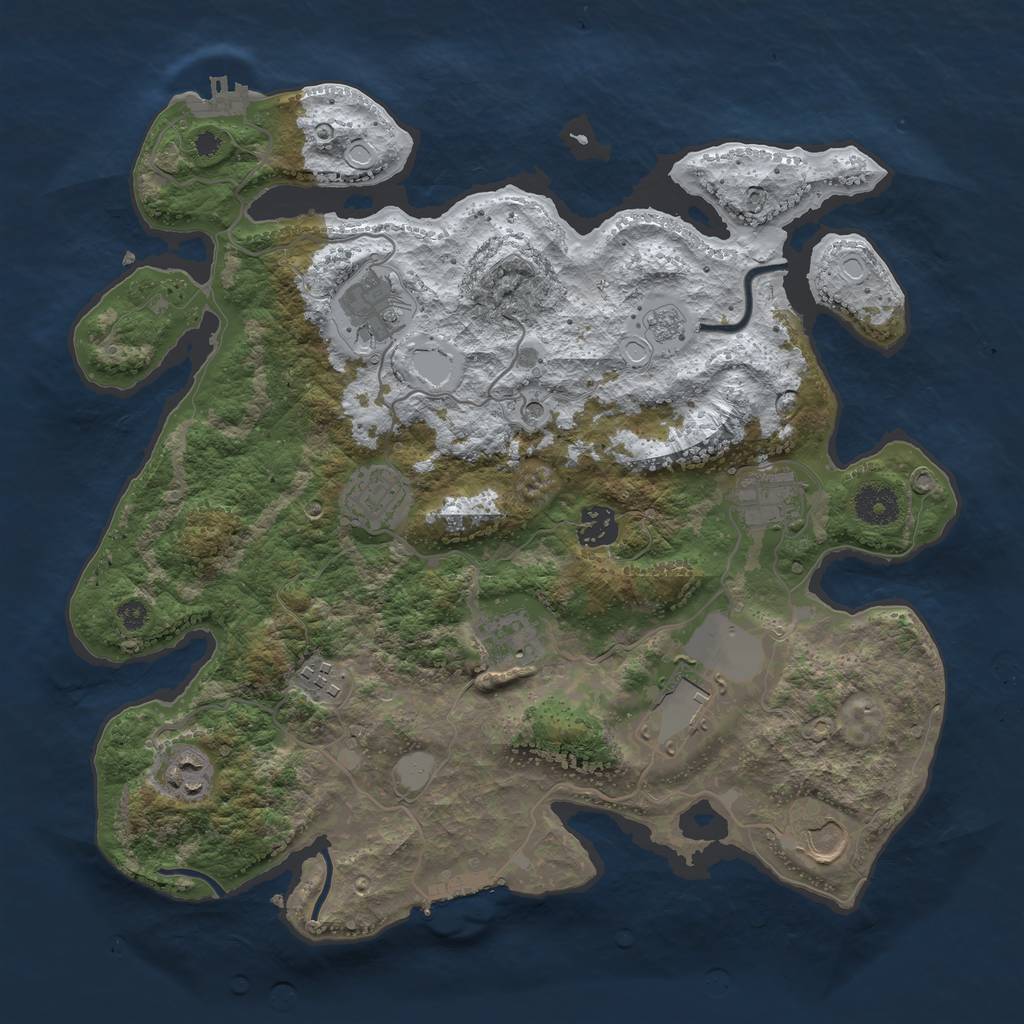 Rust Map: Procedural Map, Size: 3600, Seed: 11111, 18 Monuments