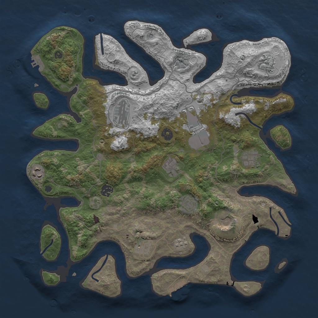 Rust Map: Procedural Map, Size: 4000, Seed: 907715199, 19 Monuments