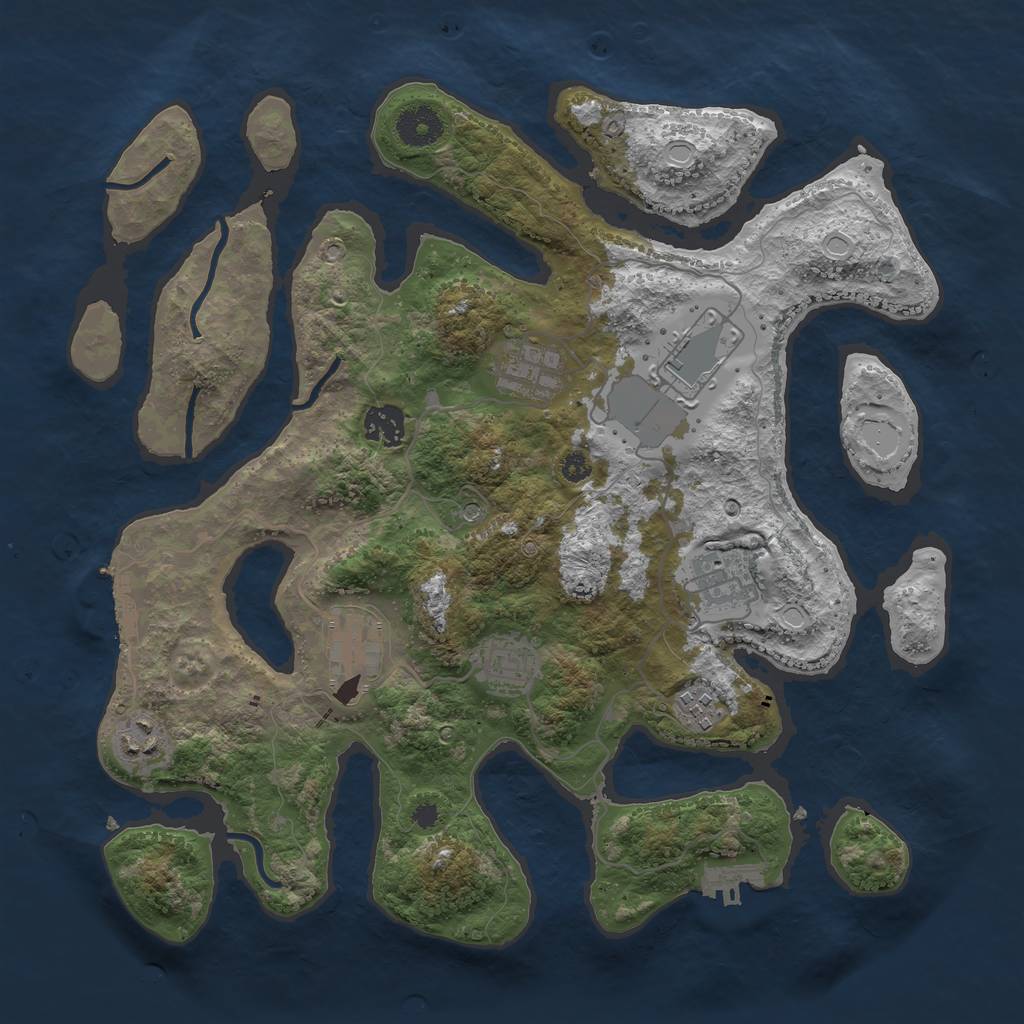 Rust Map: Procedural Map, Size: 3600, Seed: 6521485, 16 Monuments