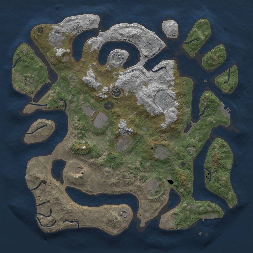 Rust Map: Procedural Map, Size: 4250, Seed: 455192670, 16 Monuments