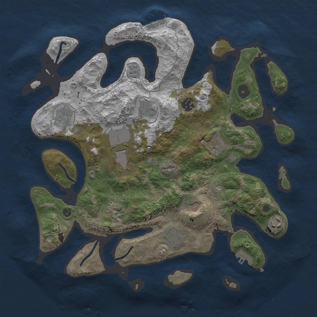 Rust Map: Procedural Map, Size: 3800, Seed: 654923, 15 Monuments