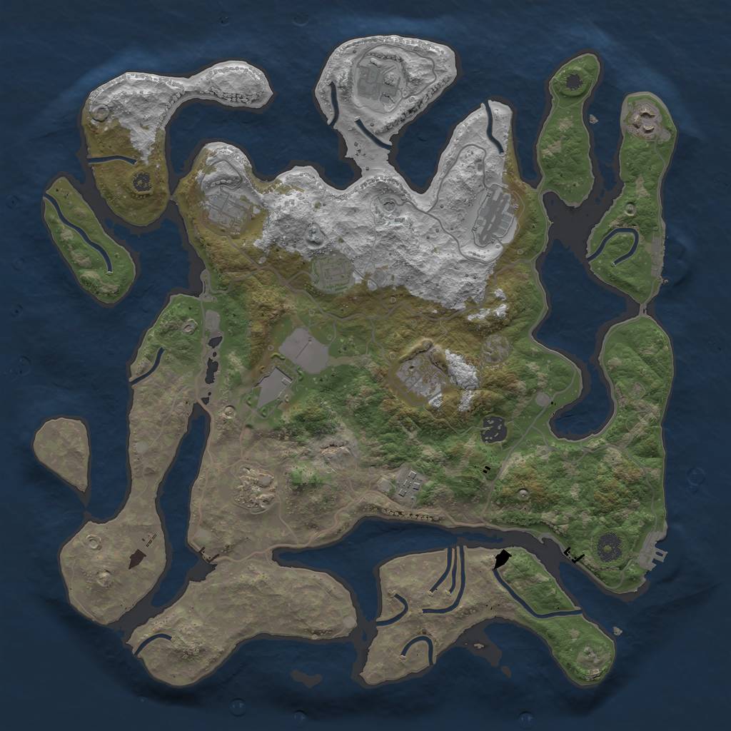 Rust Map: Procedural Map, Size: 4000, Seed: 874648, 15 Monuments