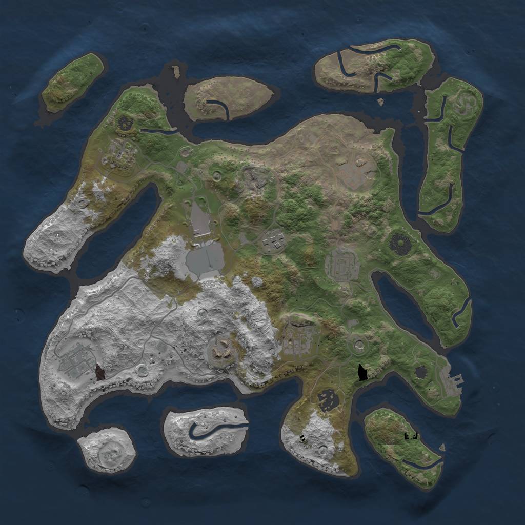 Rust Map: Procedural Map, Size: 3600, Seed: 2120567956, 13 Monuments