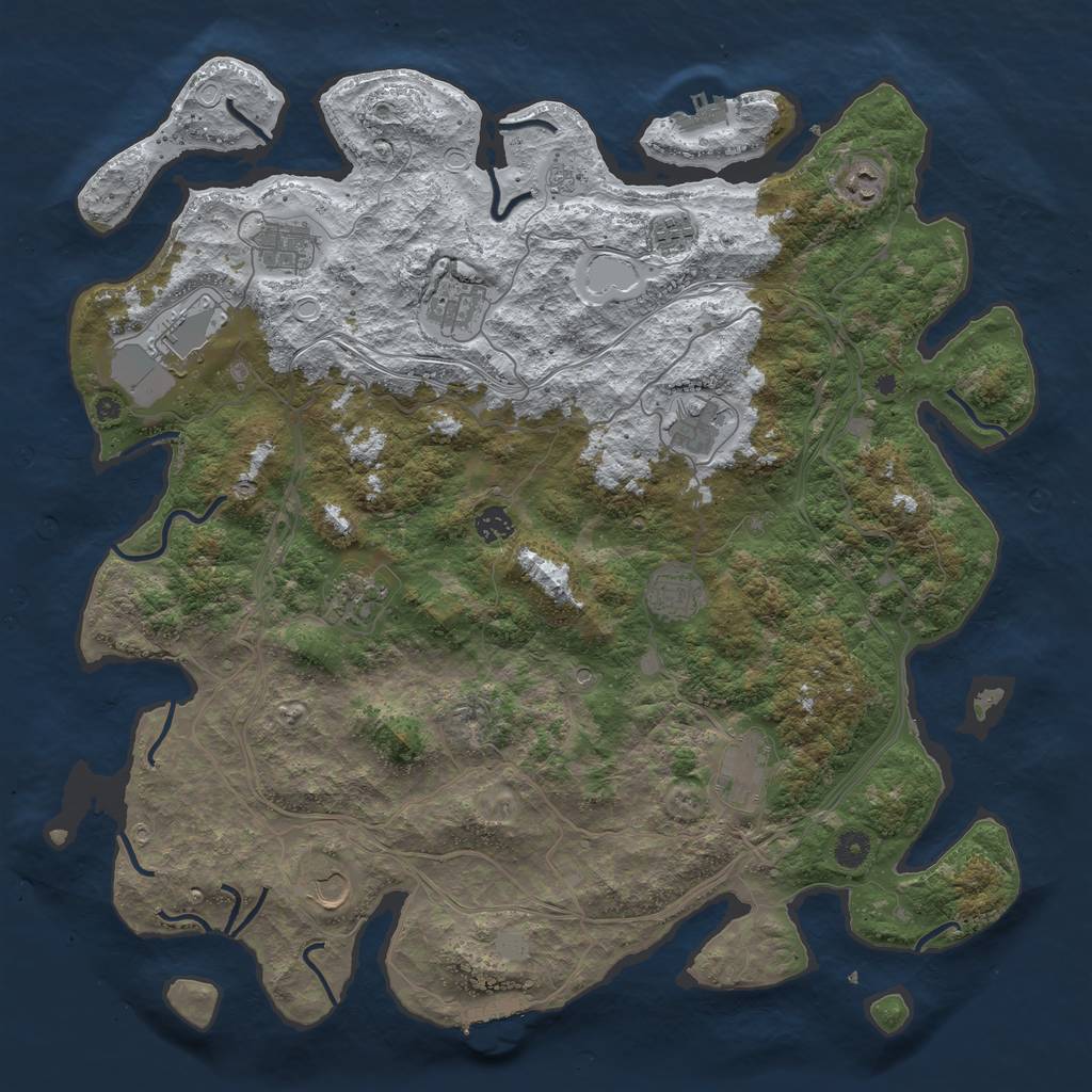 Rust Map: Procedural Map, Size: 4500, Seed: 974400280, 20 Monuments