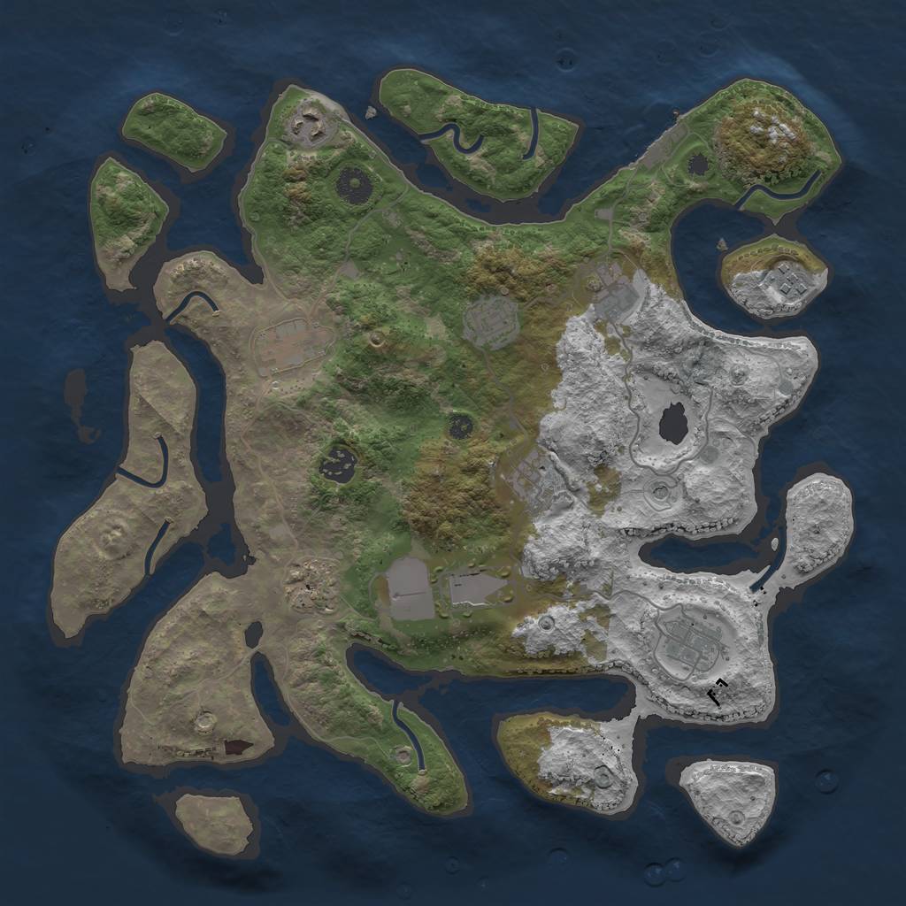 Rust Map: Procedural Map, Size: 3750, Seed: 185554415, 14 Monuments