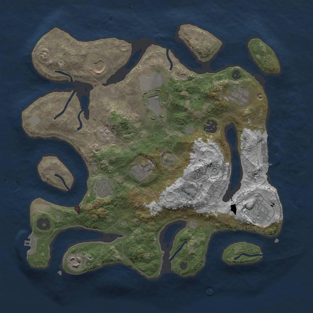 Rust Map: Procedural Map, Size: 3500, Seed: 1424213080, 17 Monuments