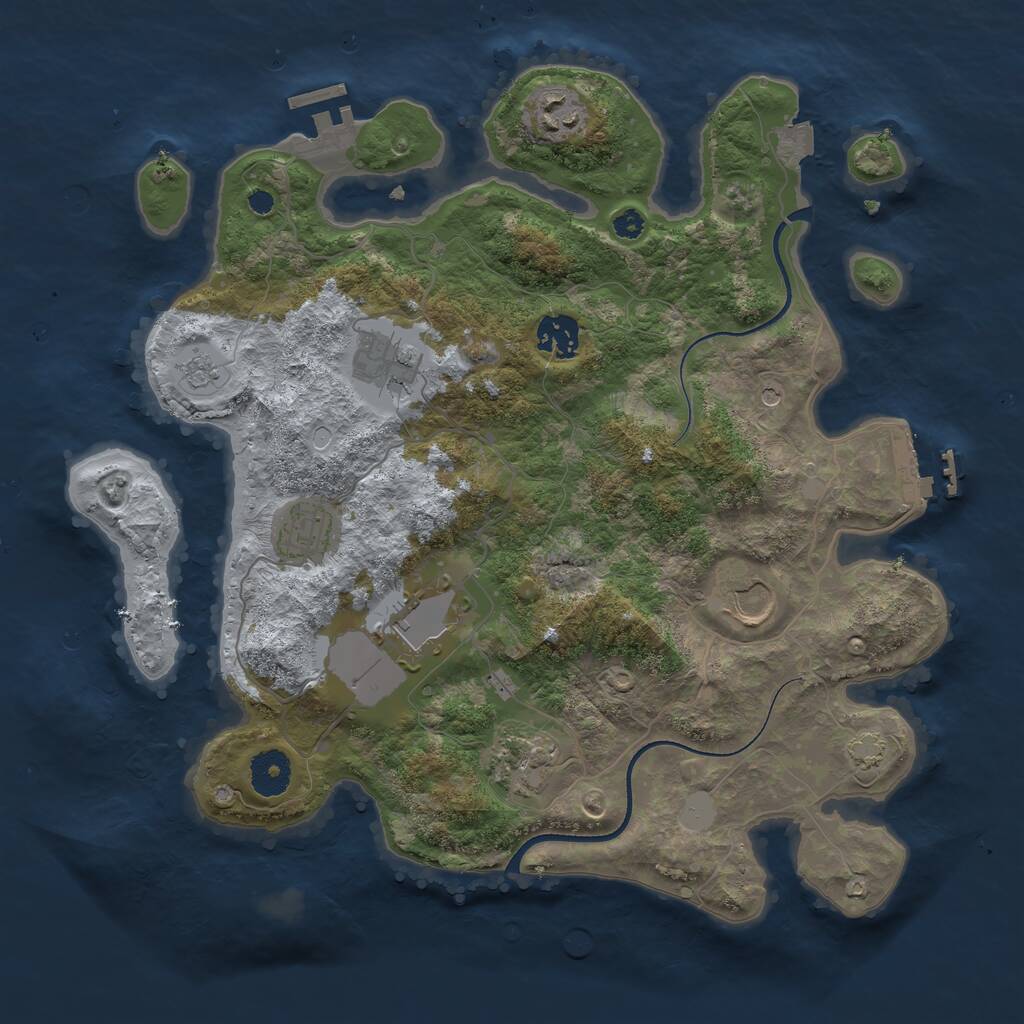 Rust Map: Procedural Map, Size: 3500, Seed: 66784, 13 Monuments