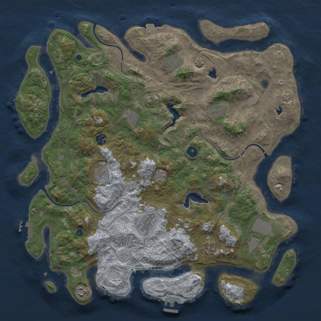 Rust Map: Procedural Map, Size: 4500, Seed: 1267608445, 16 Monuments