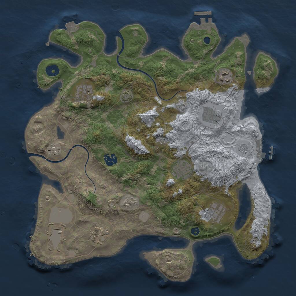 Rust Map: Procedural Map, Size: 3500, Seed: 544743797, 15 Monuments