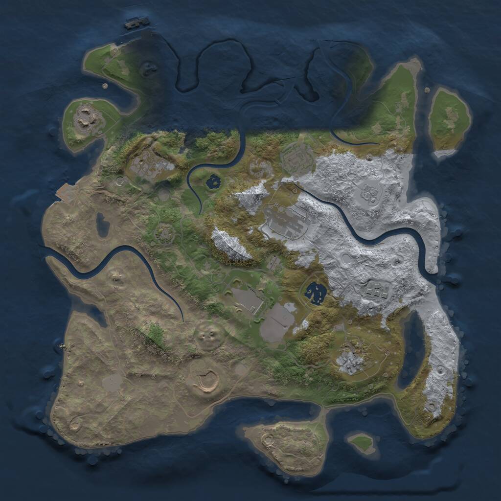 Rust Map: Procedural Map, Size: 3500, Seed: 544743797, 14 Monuments