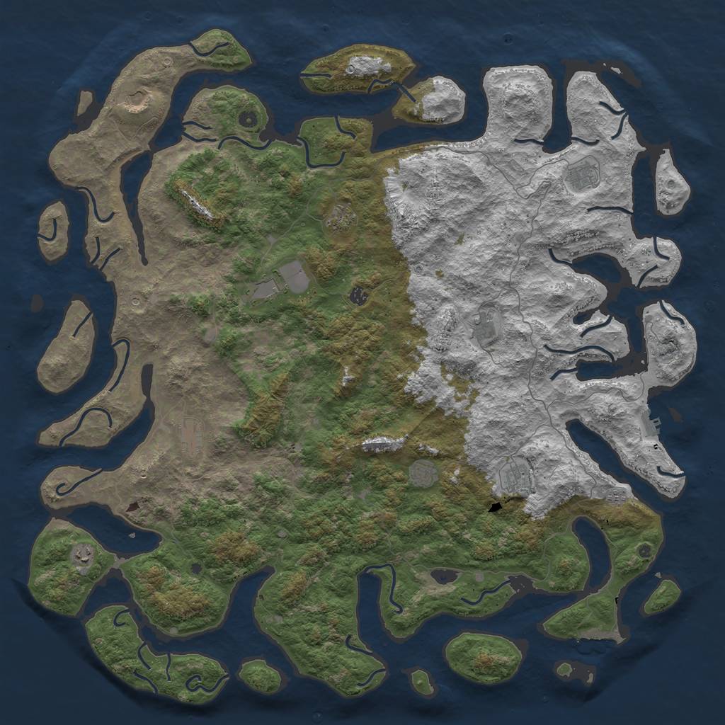 Rust Map: Procedural Map, Size: 6000, Seed: 3242355, 16 Monuments