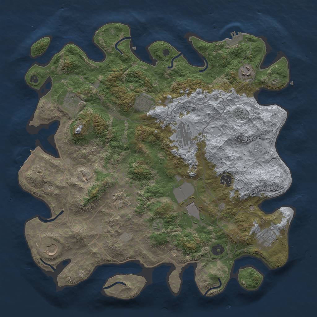 Rust Map: Procedural Map, Size: 4000, Seed: 285253843, 19 Monuments