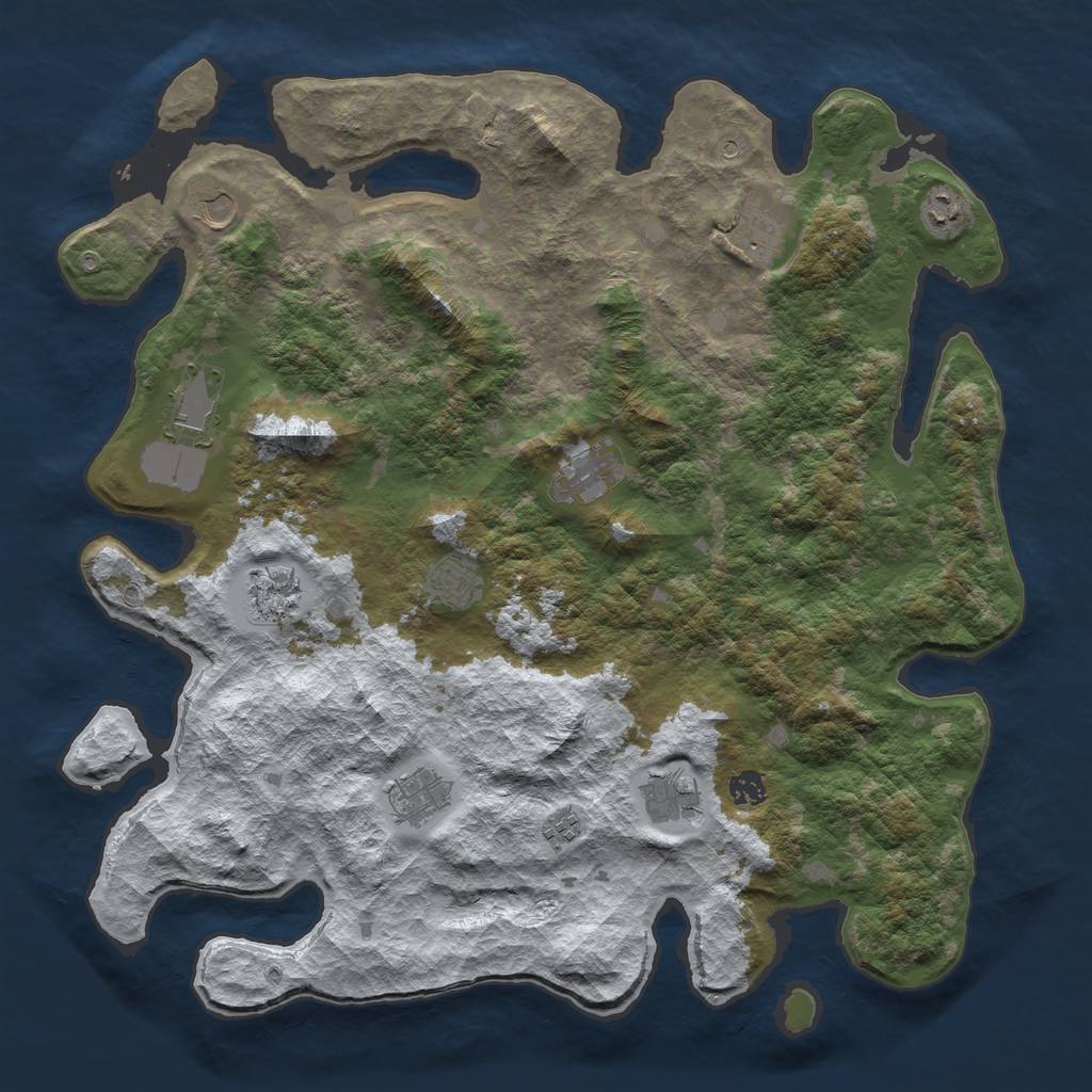 Rust Map: Barren, Size: 4500, Seed: 129326198, 14 Monuments