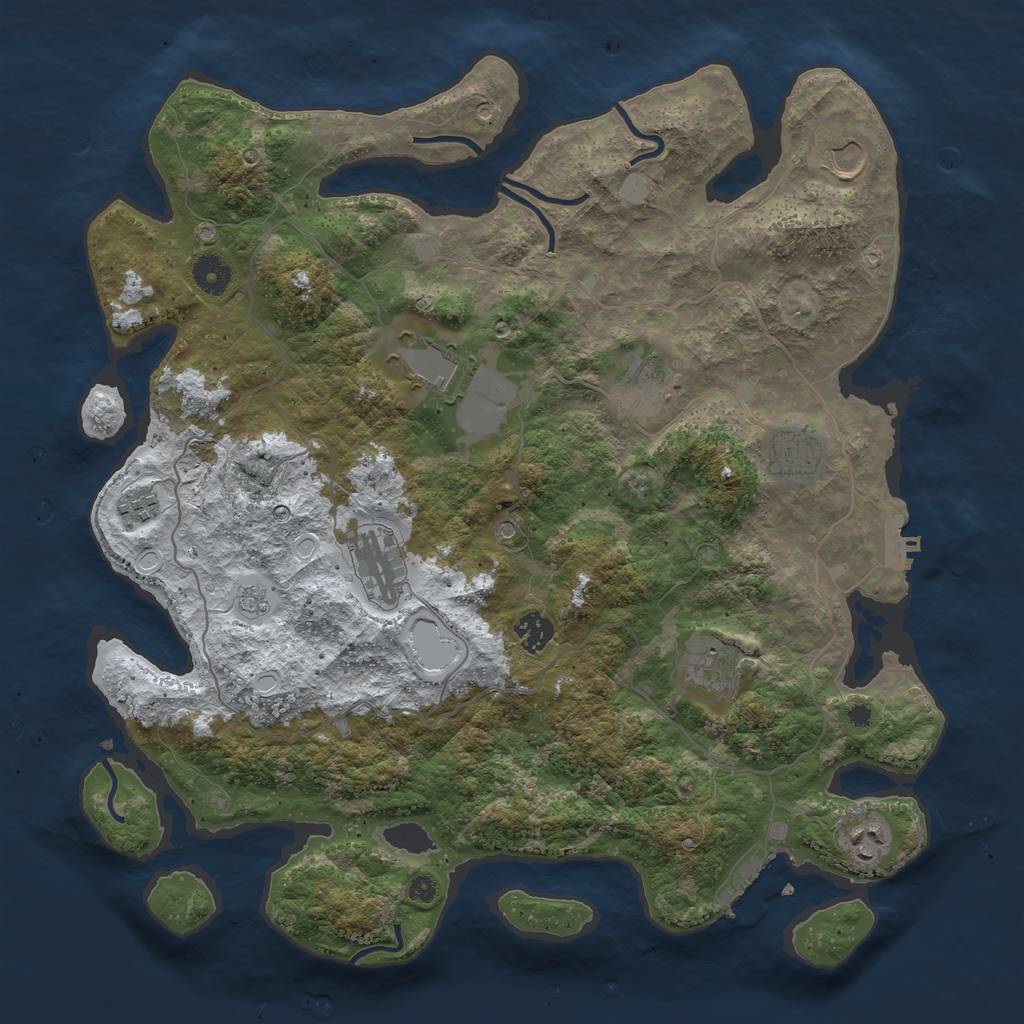 Rust Map: Procedural Map, Size: 4000, Seed: 1044593037, 18 Monuments