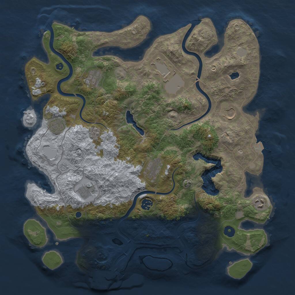 Rust Map: Procedural Map, Size: 4000, Seed: 1044593037, 14 Monuments