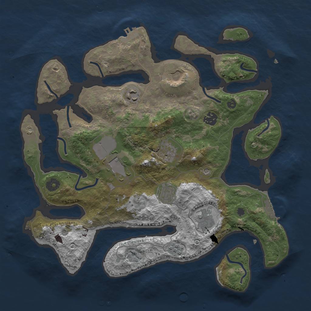 Rust Map: Procedural Map, Size: 3500, Seed: 11325423, 19 Monuments