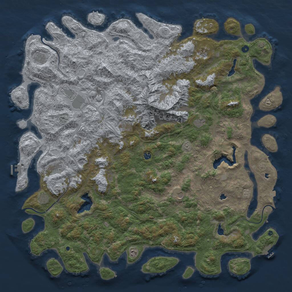 Rust Map: Procedural Map, Size: 6000, Seed: 86807921, 17 Monuments