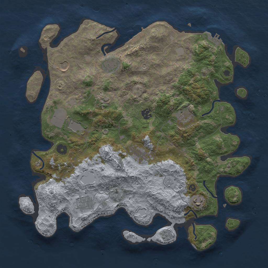 Rust Map: Procedural Map, Size: 3800, Seed: 2655378, 19 Monuments