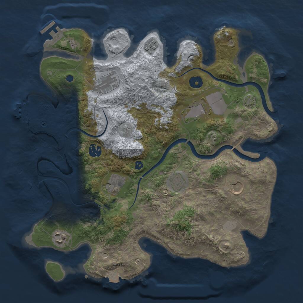 Rust Map: Procedural Map, Size: 3500, Seed: 99466153, 13 Monuments