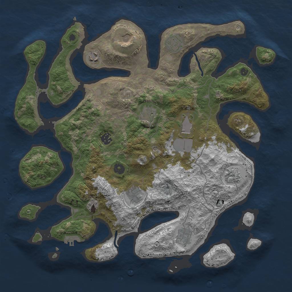 Rust Map: Procedural Map, Size: 4000, Seed: 1913857907, 14 Monuments