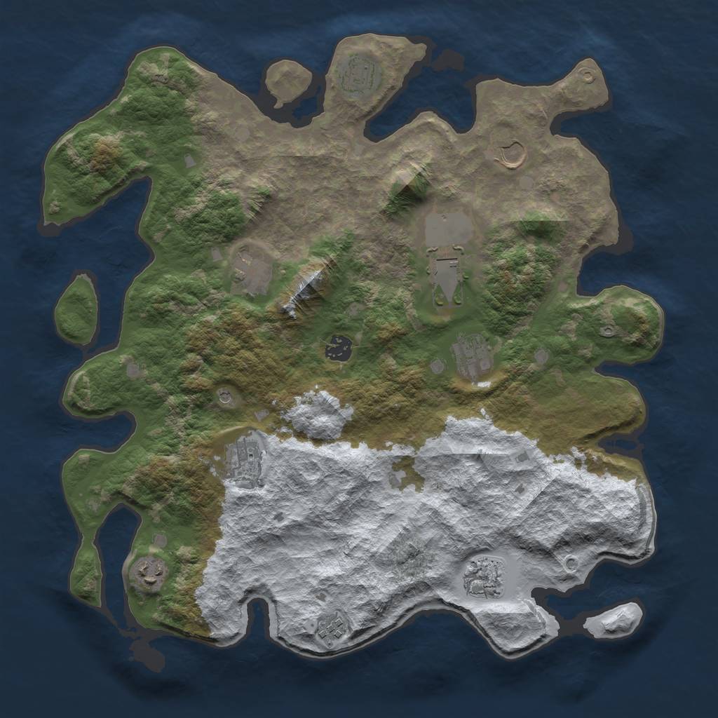 Rust Map: Barren, Size: 4000, Seed: 876789678, 13 Monuments