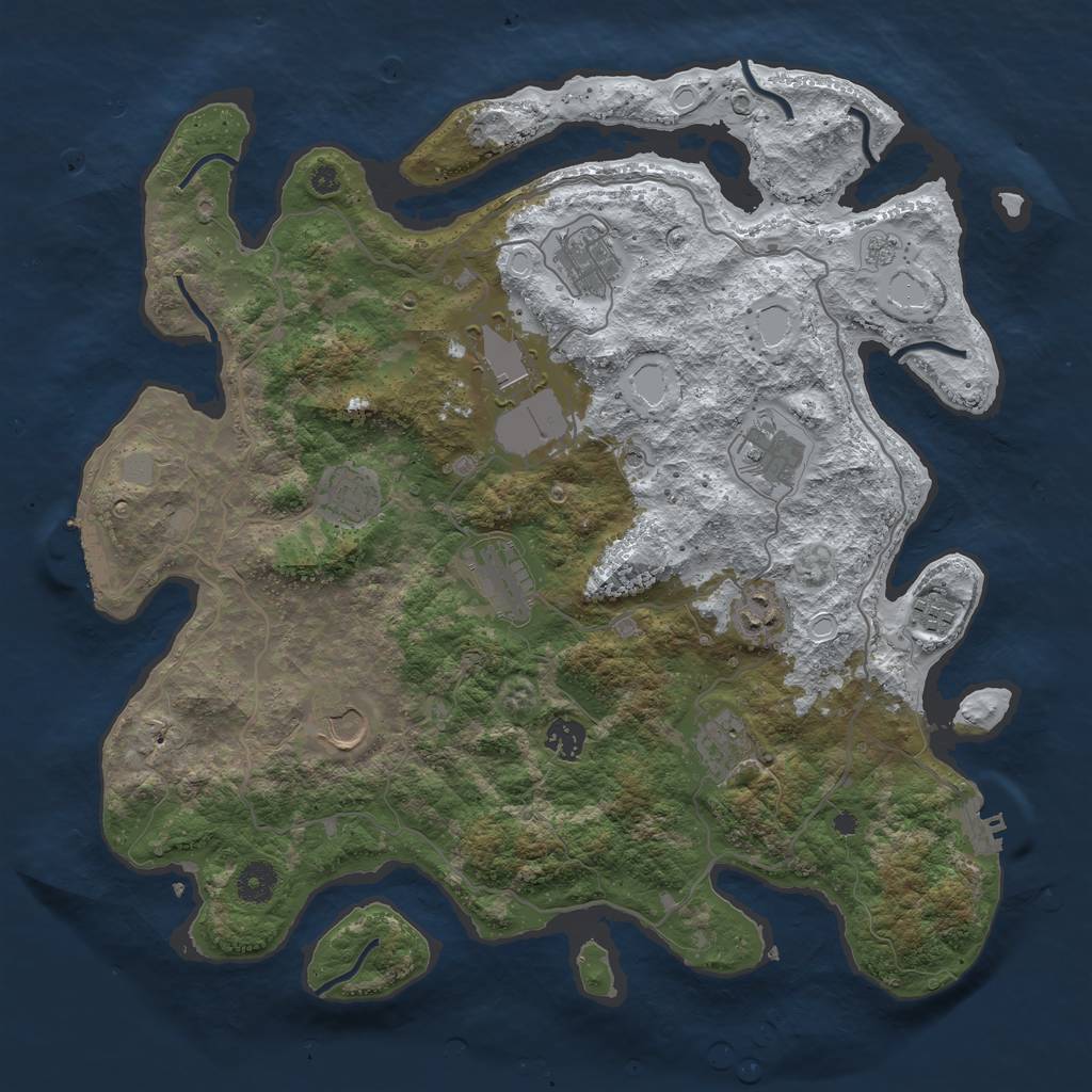 Rust Map: Procedural Map, Size: 4000, Seed: 78523, 19 Monuments