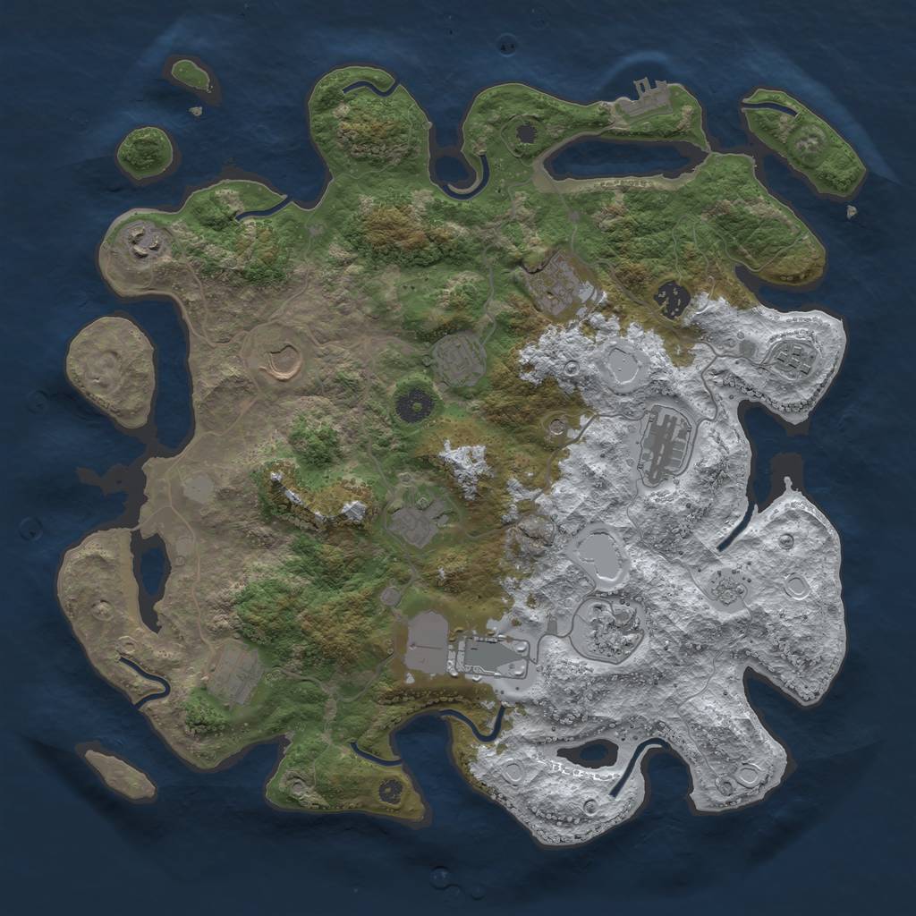 Rust Map: Procedural Map, Size: 3900, Seed: 3000000, 19 Monuments