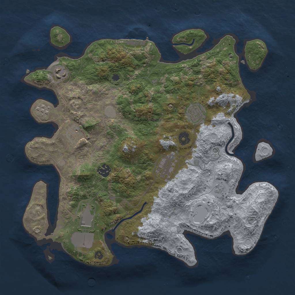 Rust Map: Procedural Map, Size: 3500, Seed: 7565511, 15 Monuments