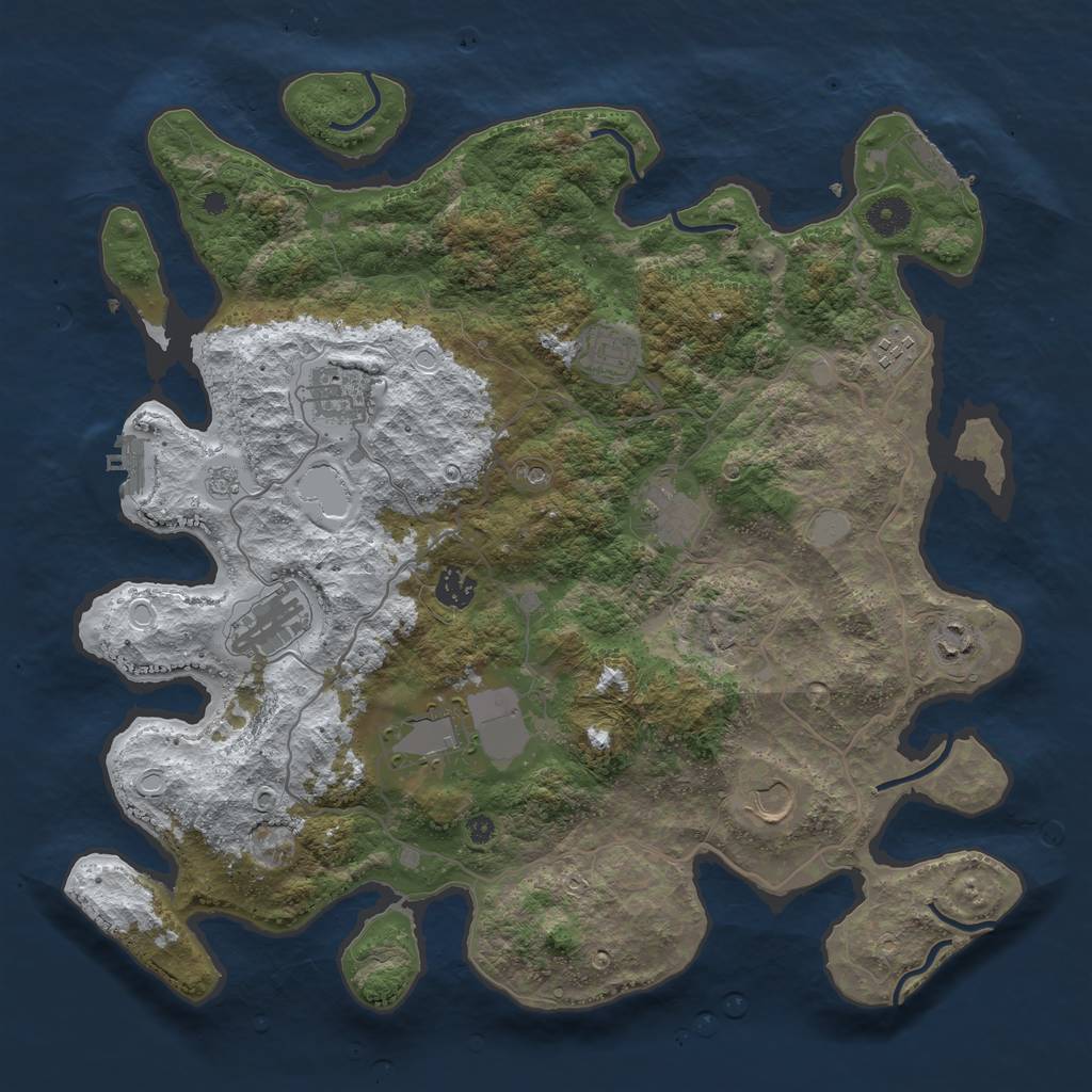 Rust Map: Procedural Map, Size: 4000, Seed: 810329, 18 Monuments