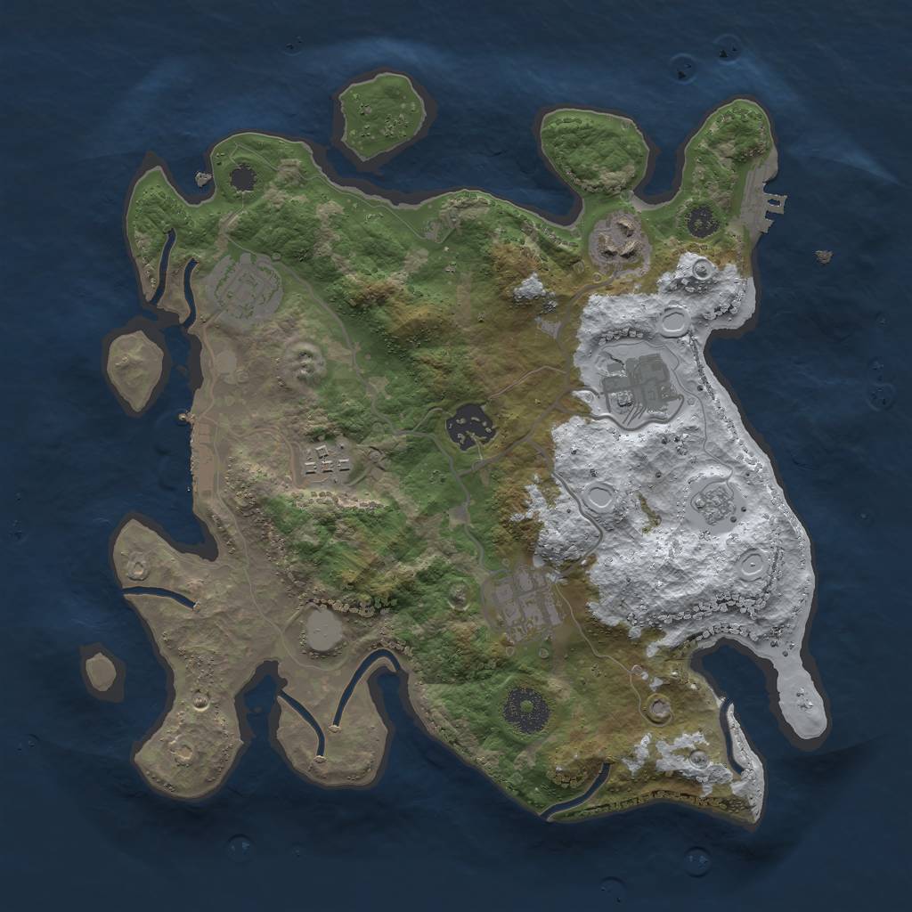 Rust Map: Procedural Map, Size: 3000, Seed: 1418958095, 14 Monuments