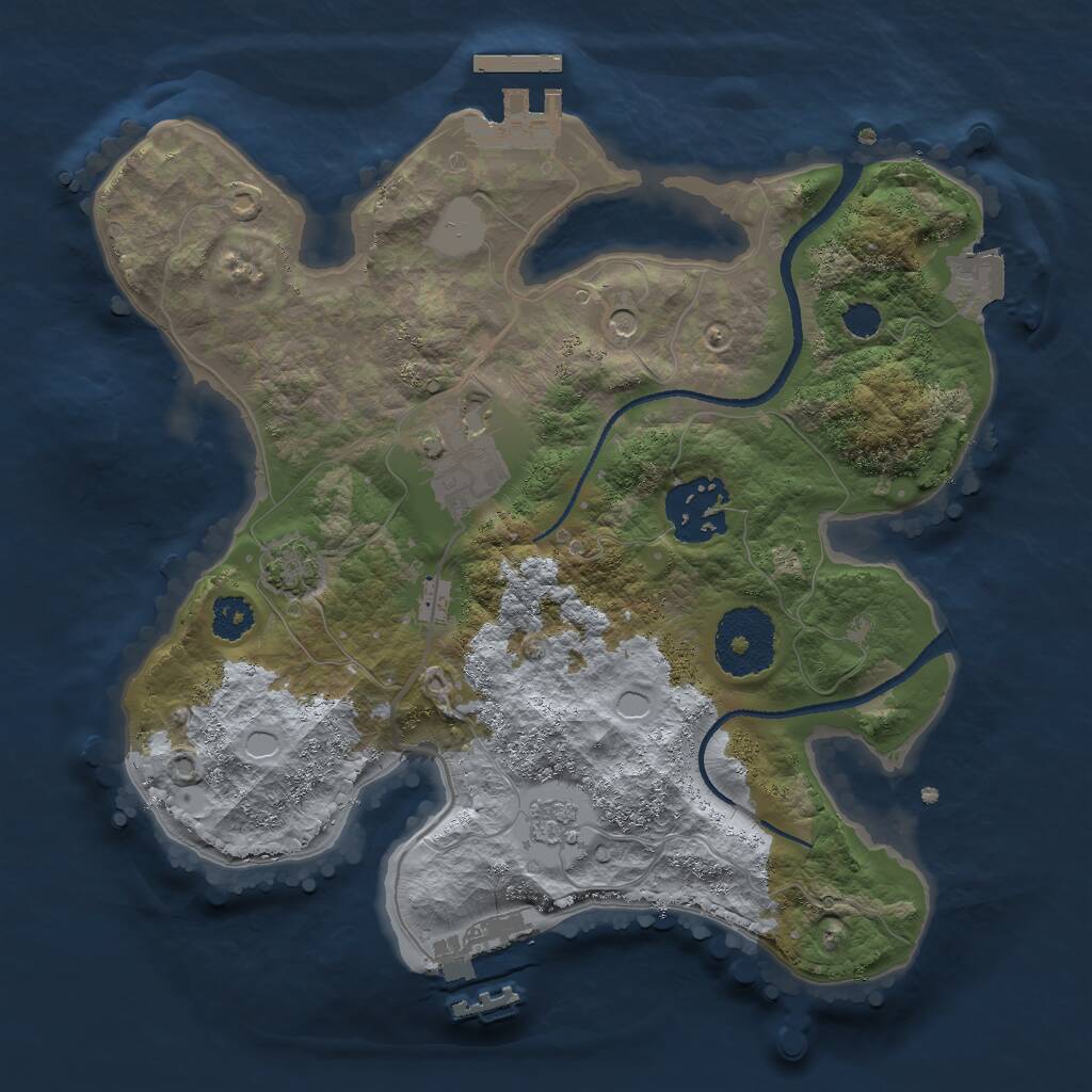 Rust Map: Procedural Map, Size: 2500, Seed: 1181885770, 8 Monuments