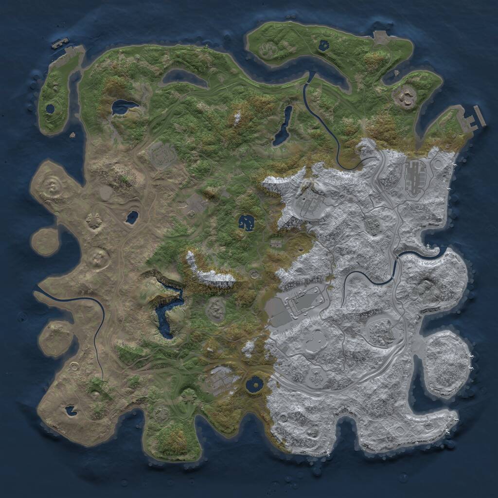 Rust Map: Procedural Map, Size: 4500, Seed: 1525891885, 16 Monuments