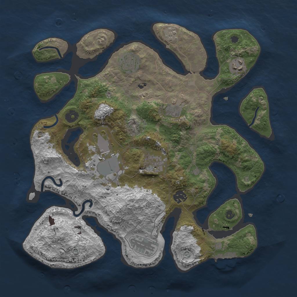 Rust Map: Procedural Map, Size: 3500, Seed: 525283967, 12 Monuments