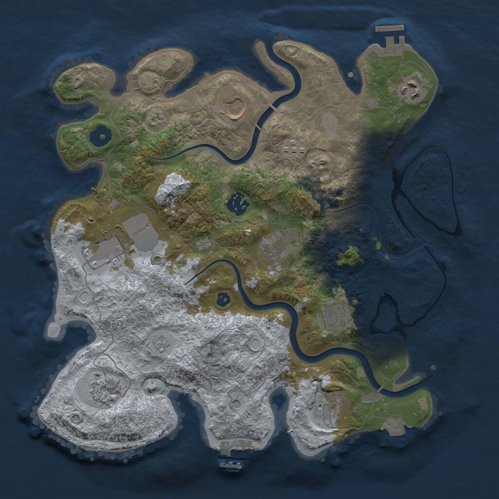 Rust Map: Procedural Map, Size: 3500, Seed: 525283967, 15 Monuments