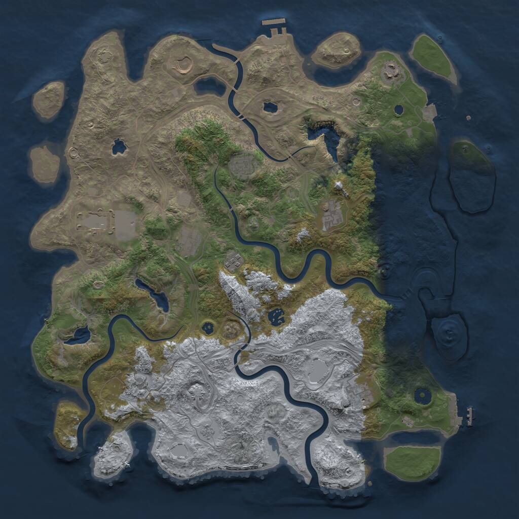 Rust Map: Procedural Map, Size: 4500, Seed: 1315891127, 16 Monuments