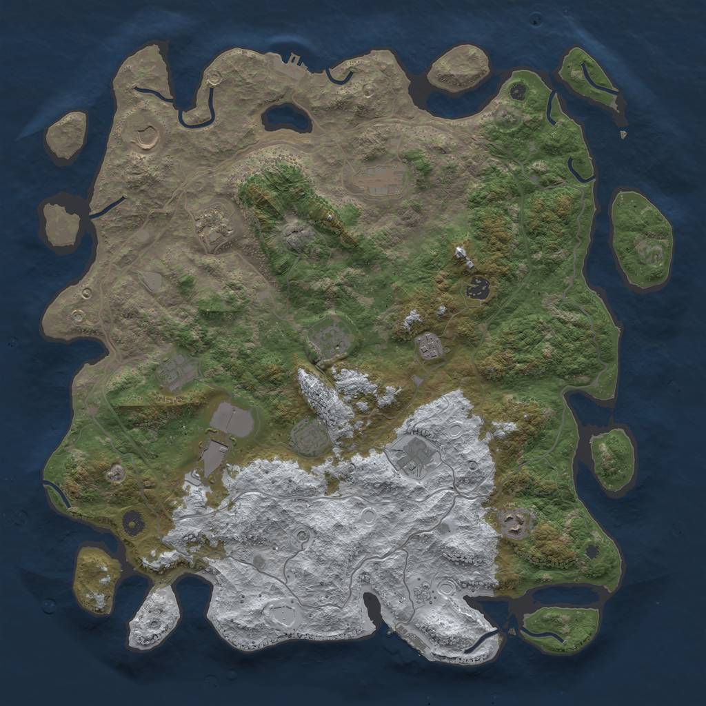 Rust Map: Procedural Map, Size: 4500, Seed: 1315891127, 20 Monuments