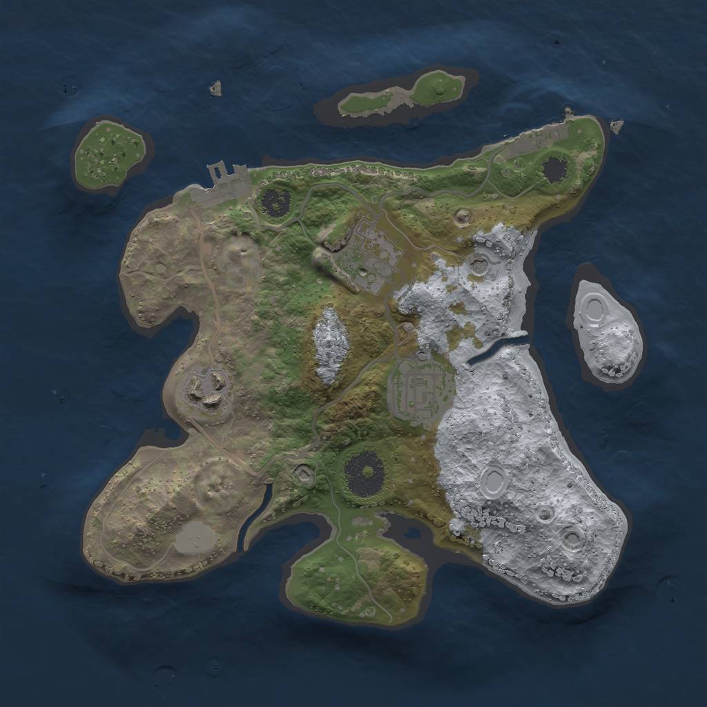 Rust Map: Procedural Map, Size: 2500, Seed: 469255502, 11 Monuments