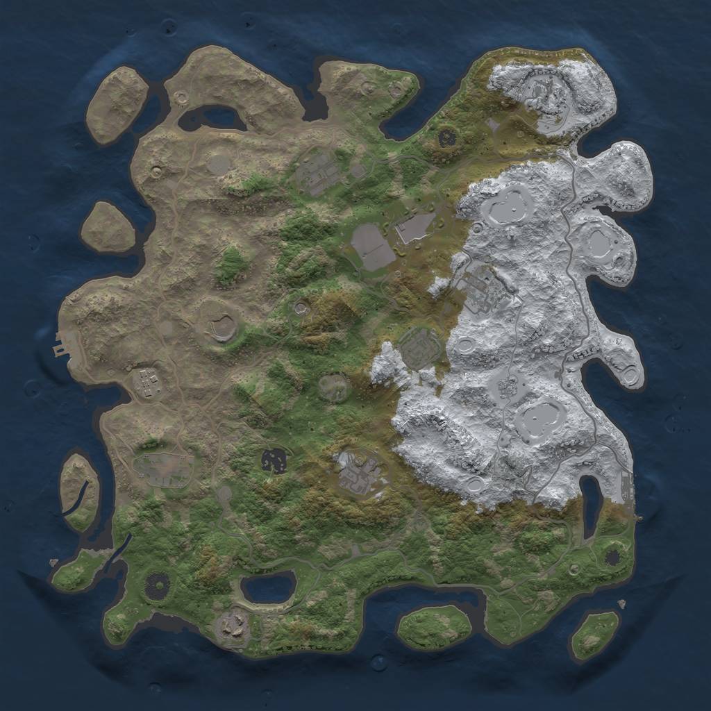 Rust Map: Procedural Map, Size: 4000, Seed: 434535676, 20 Monuments