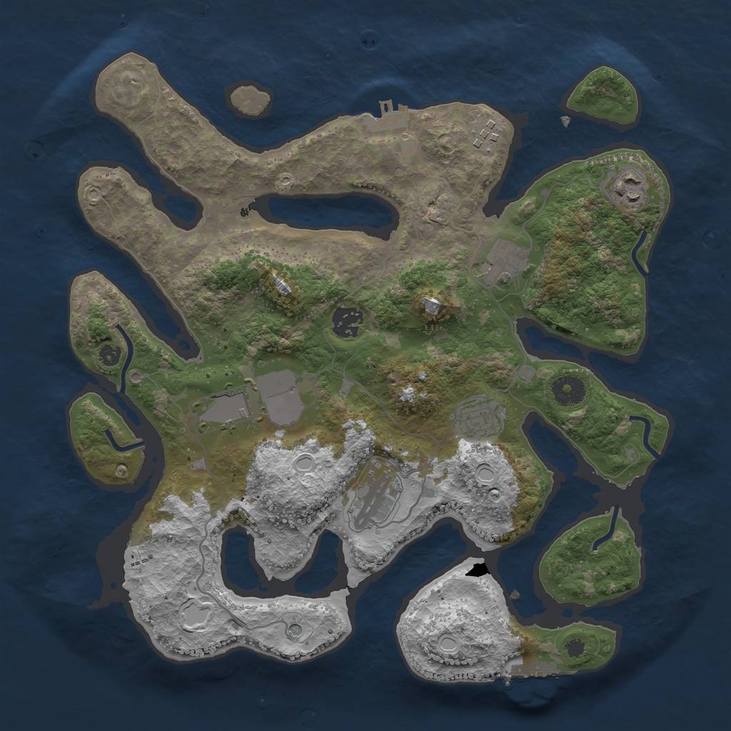 Rust Map: Procedural Map, Size: 3500, Seed: 939891, 18 Monuments