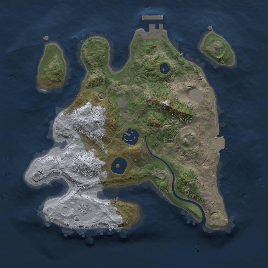 Rust Map: Procedural Map, Size: 2500, Seed: 62716723, 4 Monuments