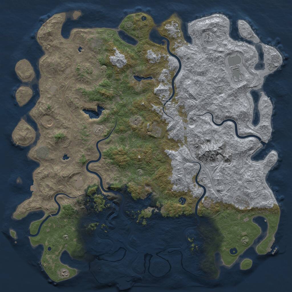 Rust Map: Procedural Map, Size: 6000, Seed: 68, 17 Monuments