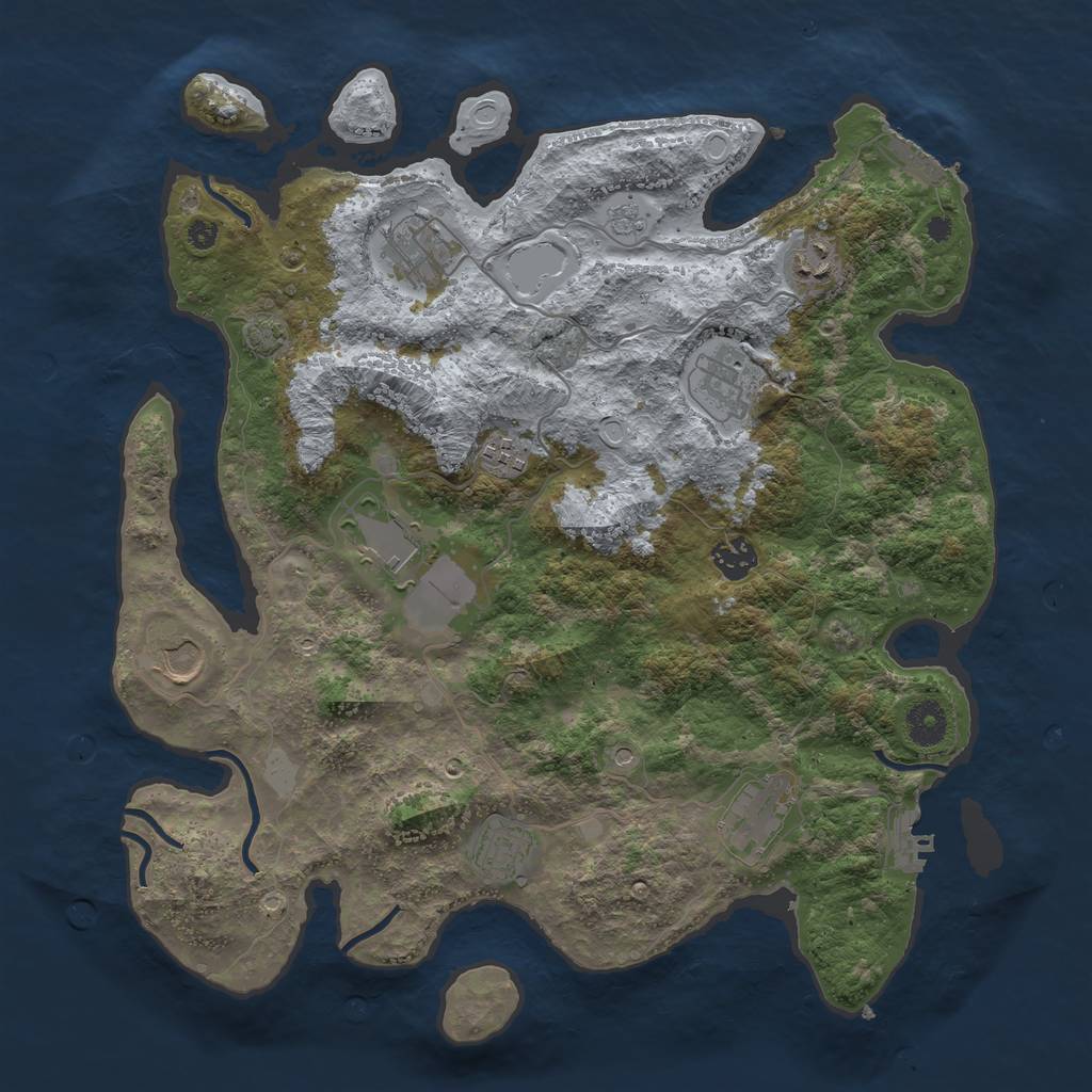 Rust Map: Procedural Map, Size: 3800, Seed: 585852, 17 Monuments