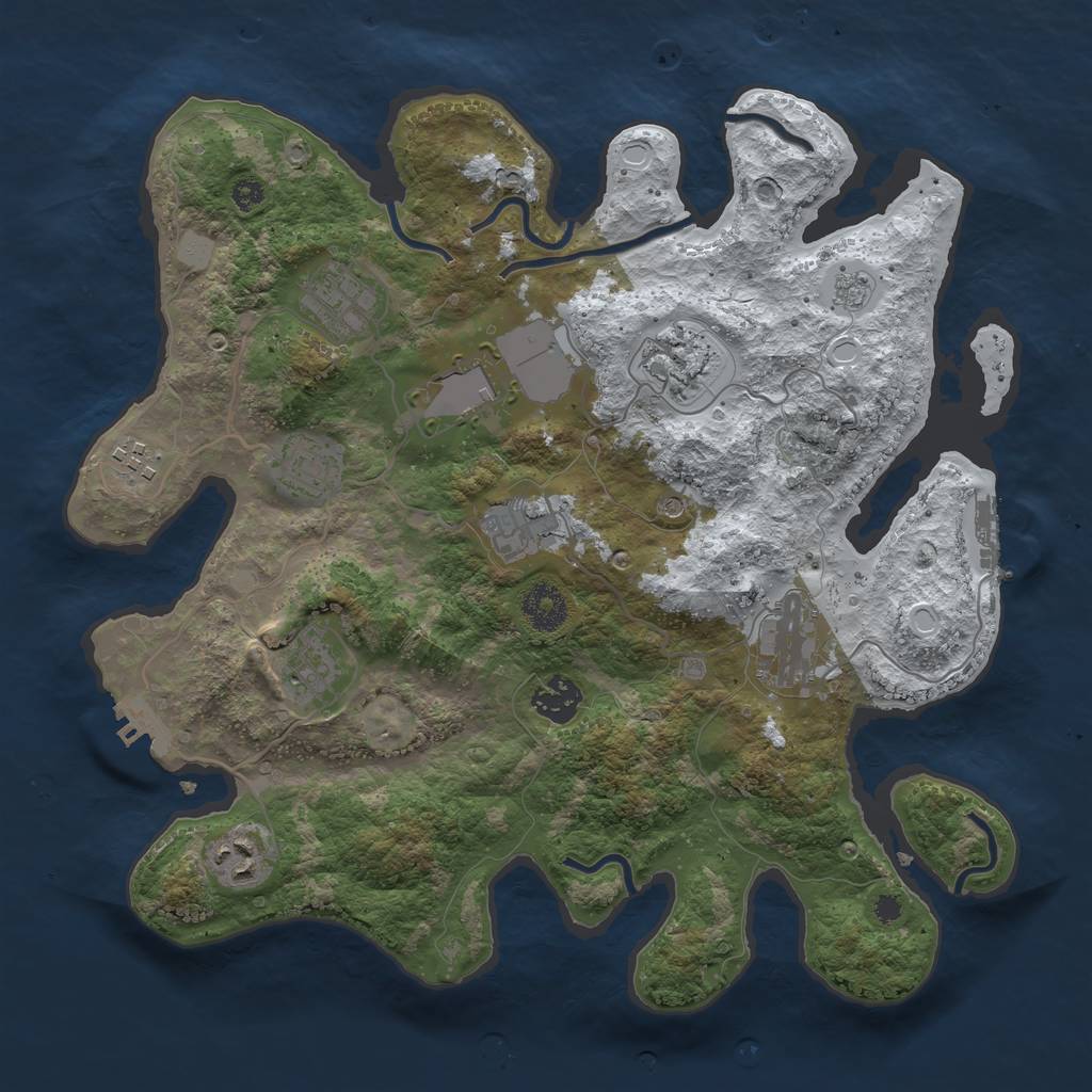 Rust Map: Procedural Map, Size: 3500, Seed: 8171991, 19 Monuments