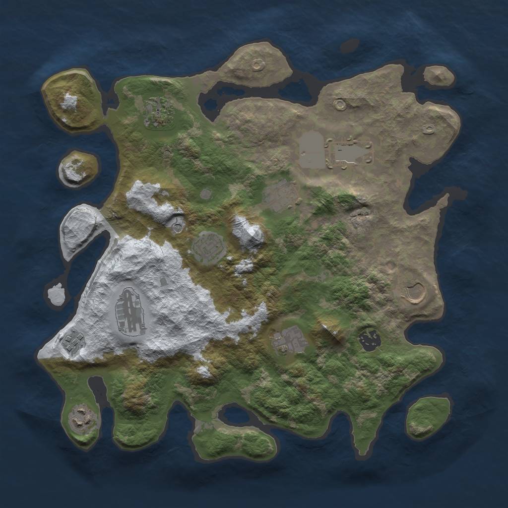 Rust Map: Barren, Size: 3600, Seed: 625706, 13 Monuments