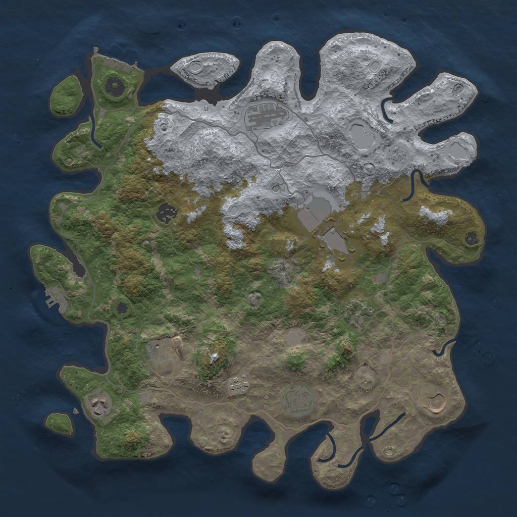 Rust Map: Procedural Map, Size: 4000, Seed: 426779, 18 Monuments