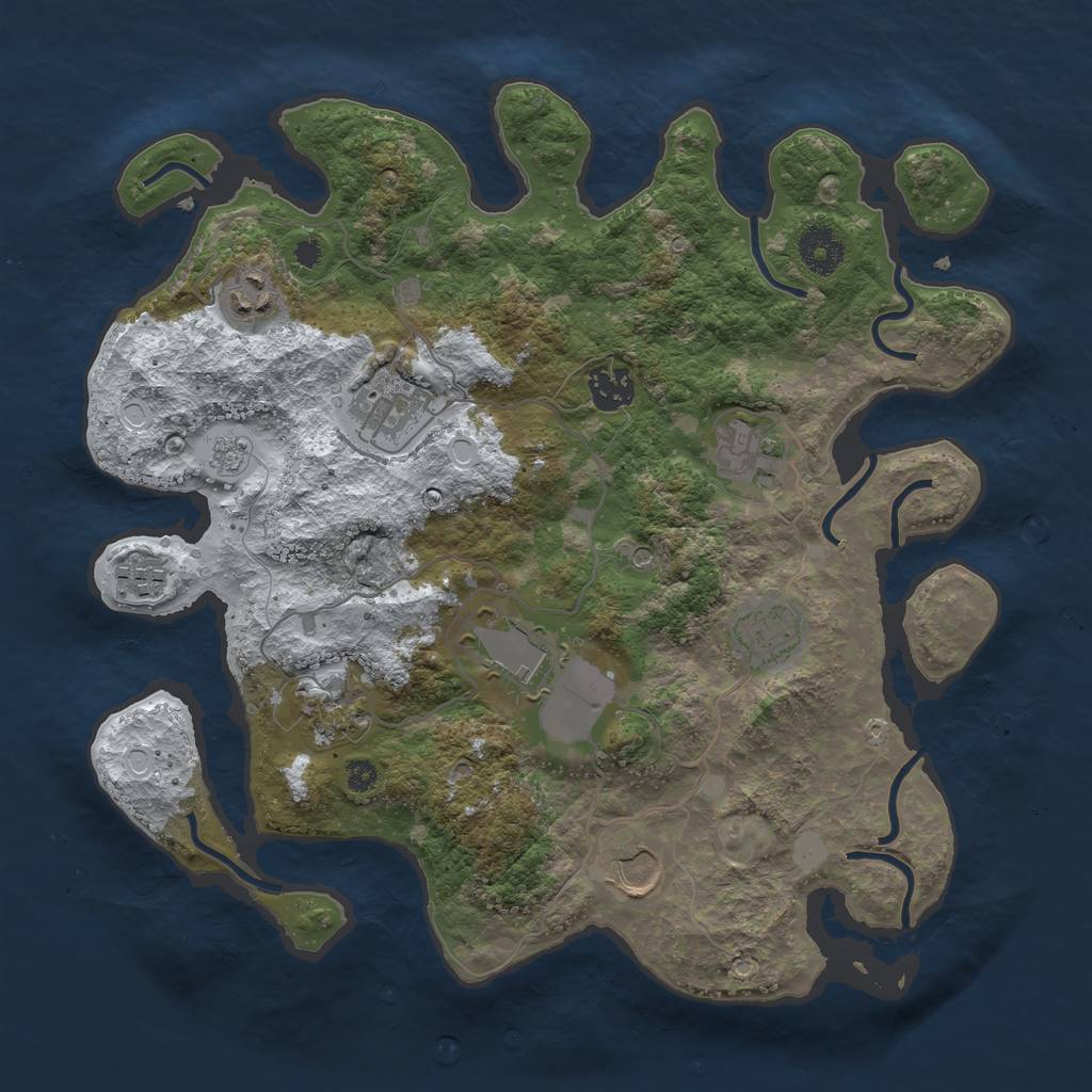 Rust Map: Procedural Map, Size: 3500, Seed: 2289, 16 Monuments