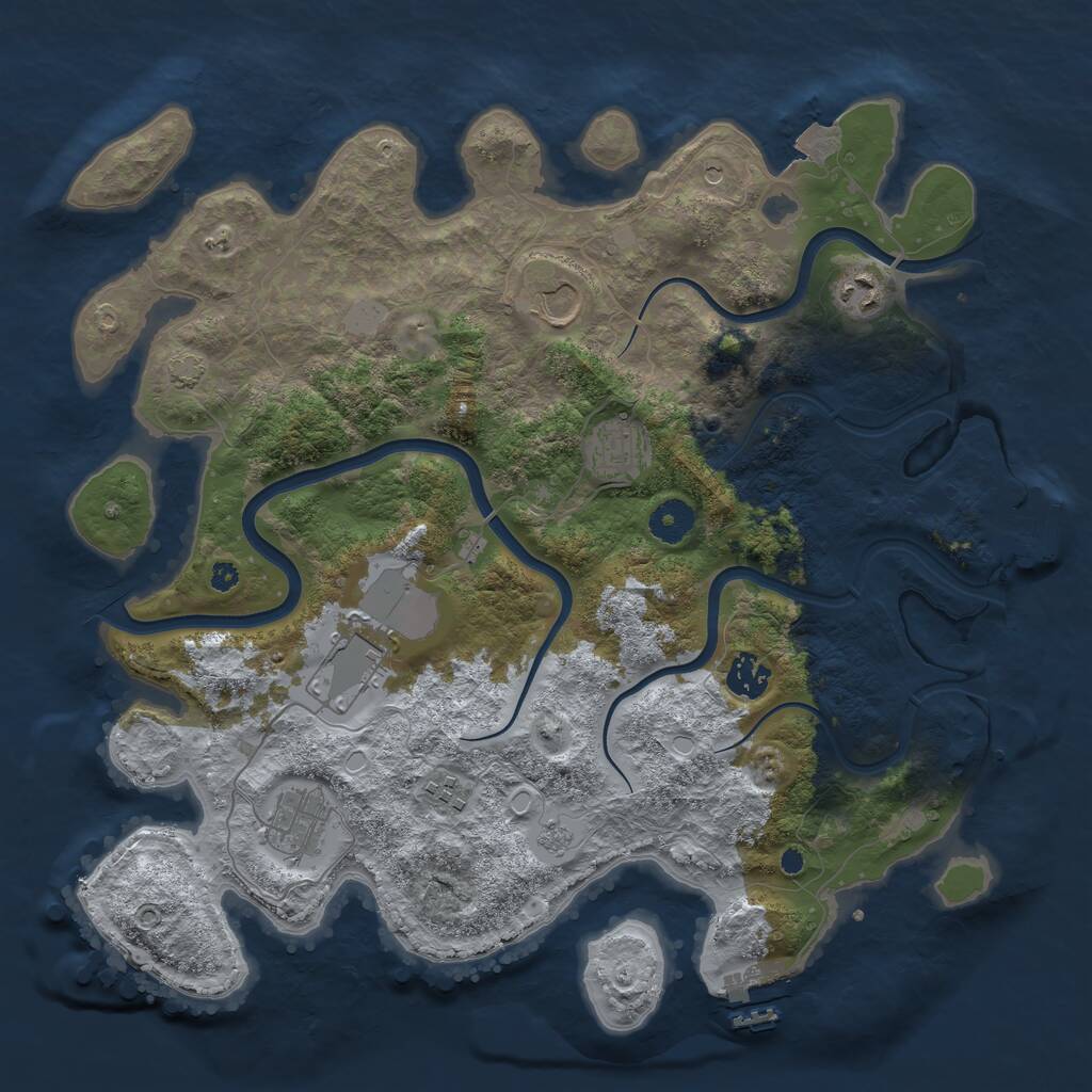 Rust Map: Procedural Map, Size: 3800, Seed: 1936995269, 13 Monuments